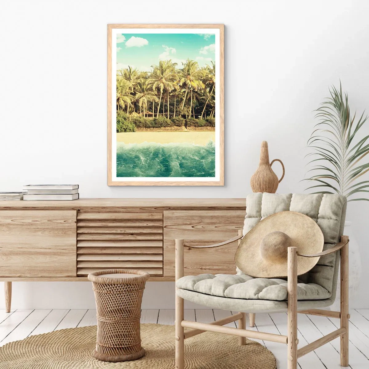 Plagát v ráme zo svetlého duba - Čo napríklad tu? - 50x70 cm
