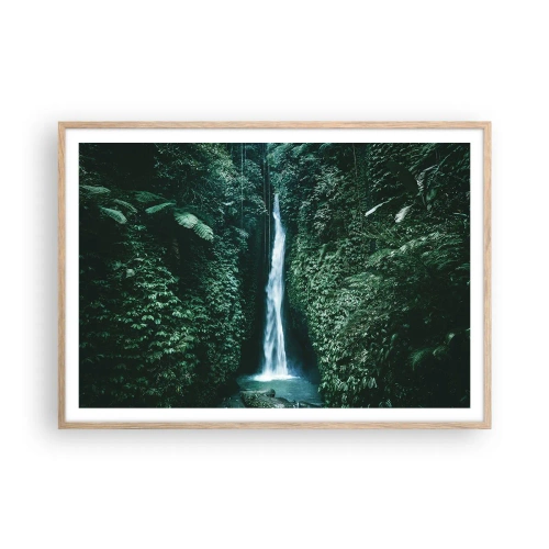 Plagát v ráme zo svetlého duba - Tropický prameň - 100x70 cm