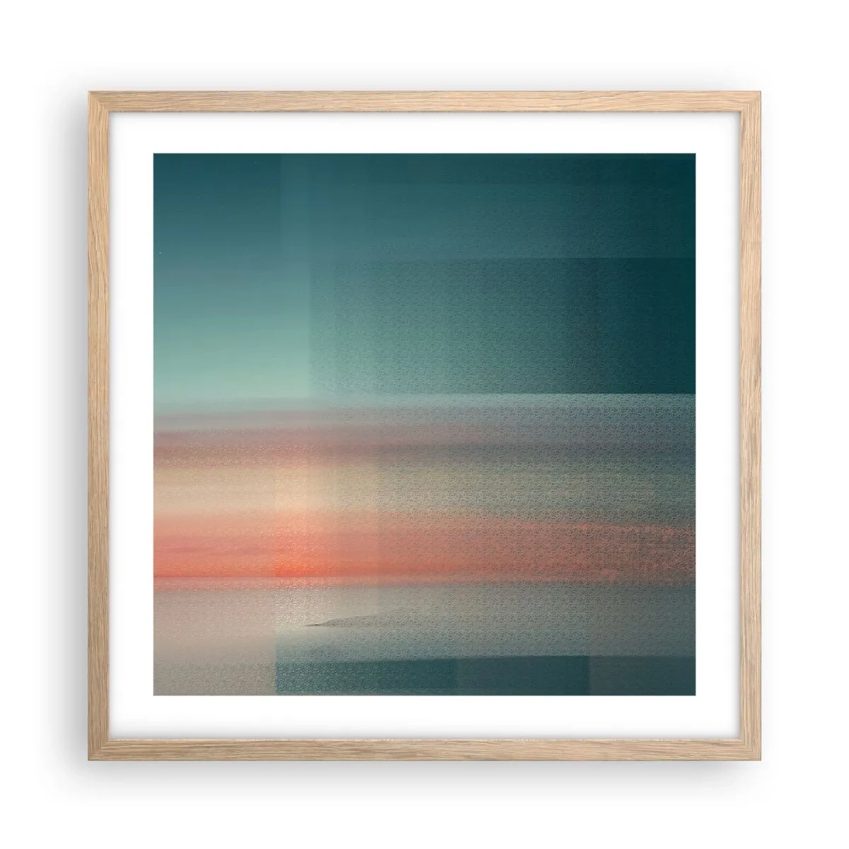 Plagát v ráme zo svetlého duba - Abstrakcia: vlny svetla - 50x50 cm