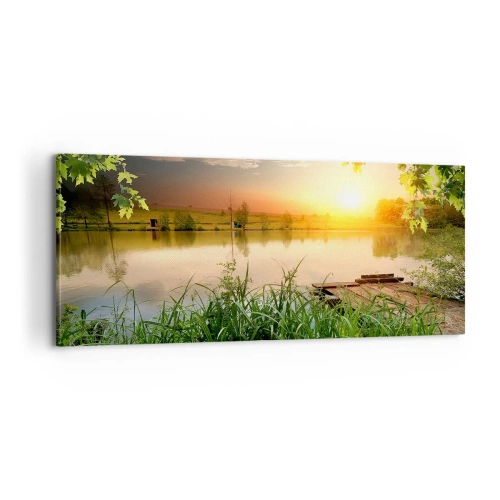 Obraz na plátne - Krajina v zelenom ráme - 100x40 cm