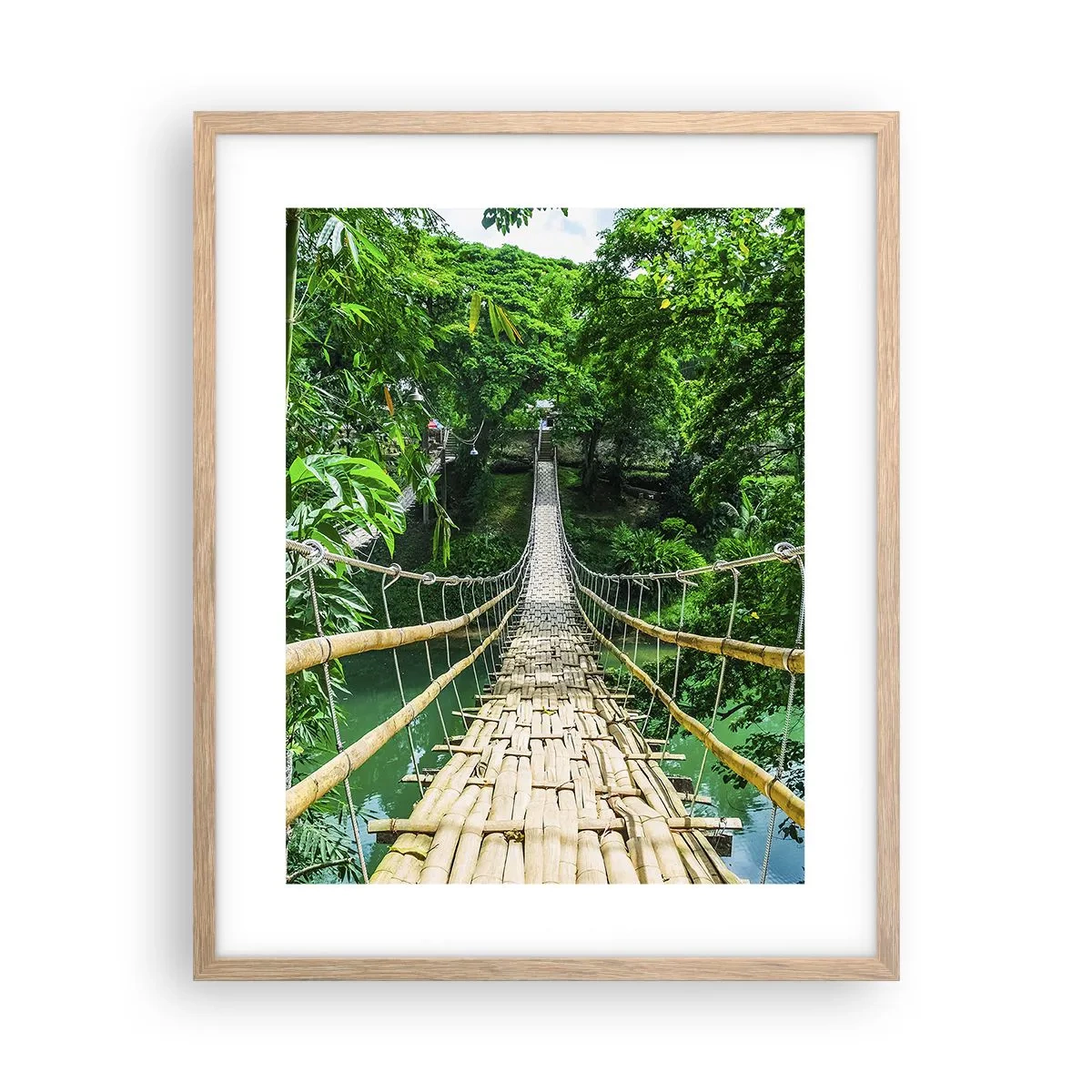 Plagát v ráme zo svetlého duba - Opičí most nad zeleňou - 40x50 cm