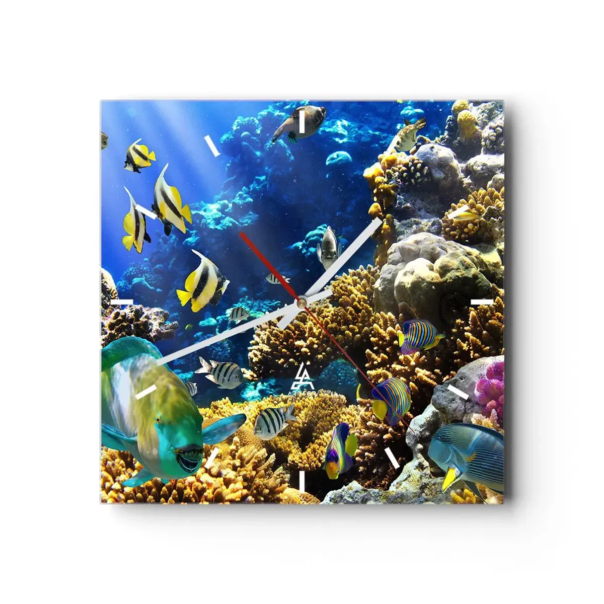 Nástenné hodiny - Veľká prevádzka na prázdninovom chodníku - 40x40 cm