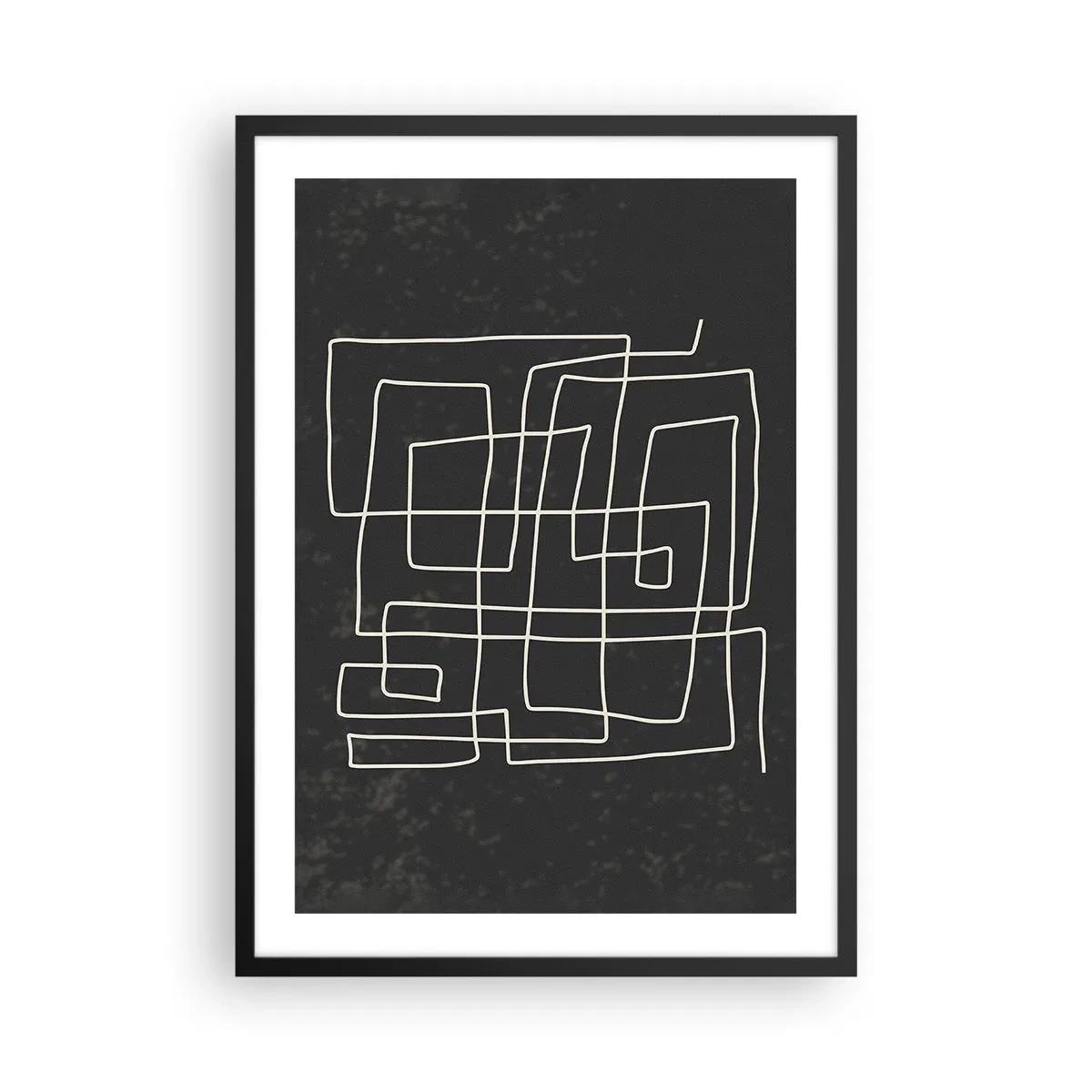 Plagát v čiernom ráme - Geometrická abstrakcia na čiernom pozadí - 50x70cm - Nie je to tak jednoduché - Moderná nástenná dekorácia do obývacej izby a spálne ARTTOR