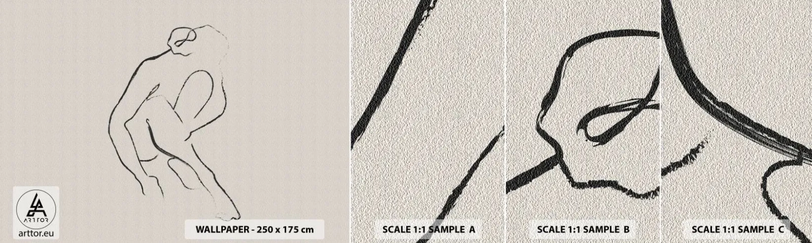 Vzorka samolepiacej fototapety Deluxe Sticker - Intímna skica - Minimalizmus, zák, Žena - 100x30 cm