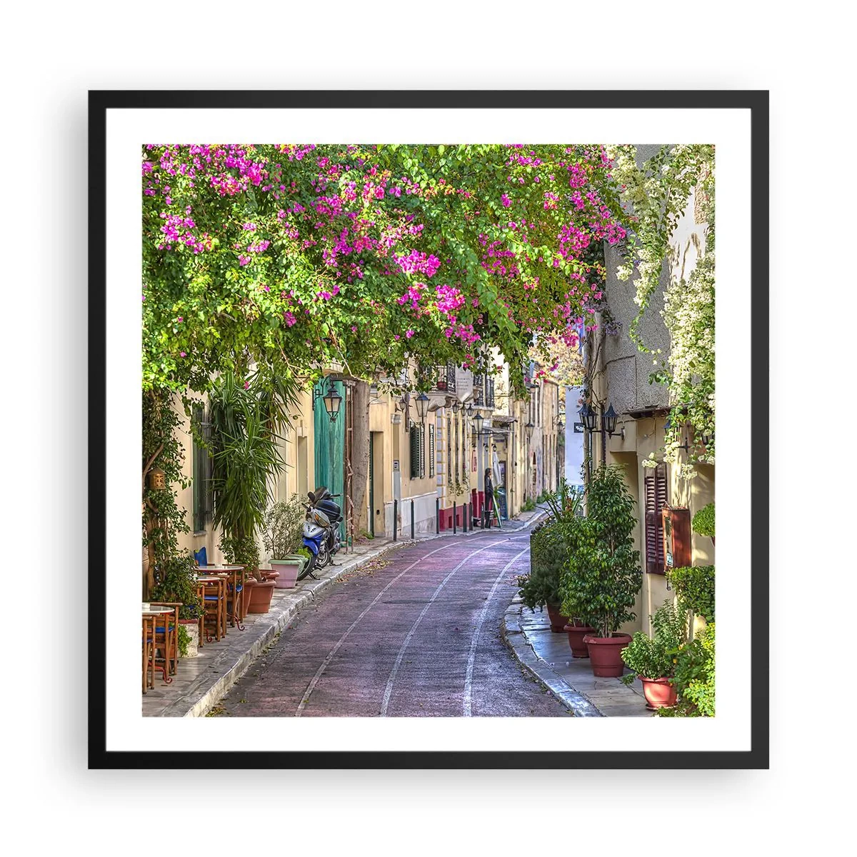 Plagát v čiernom ráme - Kvitnúce zákutie - 60x60 cm