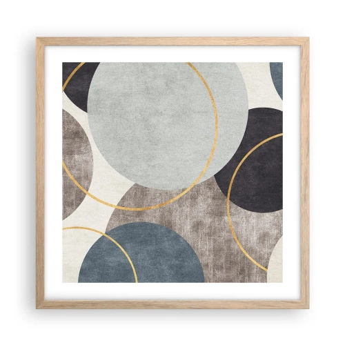 Plagát v ráme zo svetlého duba - Kruh za kruhom - 50x50 cm