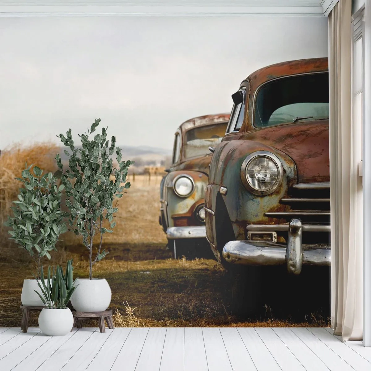 Fototapeta Premium Sand - Zaslúžený odpočinok - Staré auto, Automobilový priemysel, Vintage - 400x280 cm