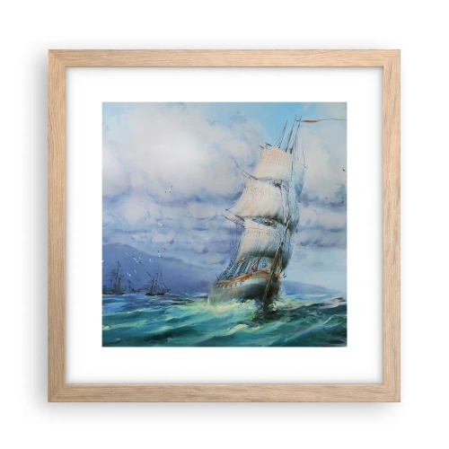 Plagát v ráme zo svetlého duba - Šťastnú cestu - 30x30 cm