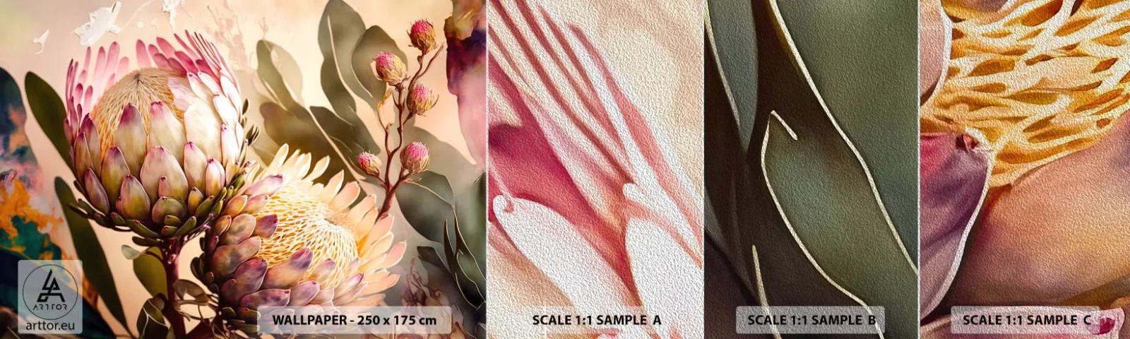 Vzorka fototapety Premium Sand - Nežne objaté - Kvety, Rastliny, Botanika - 100x30 cm