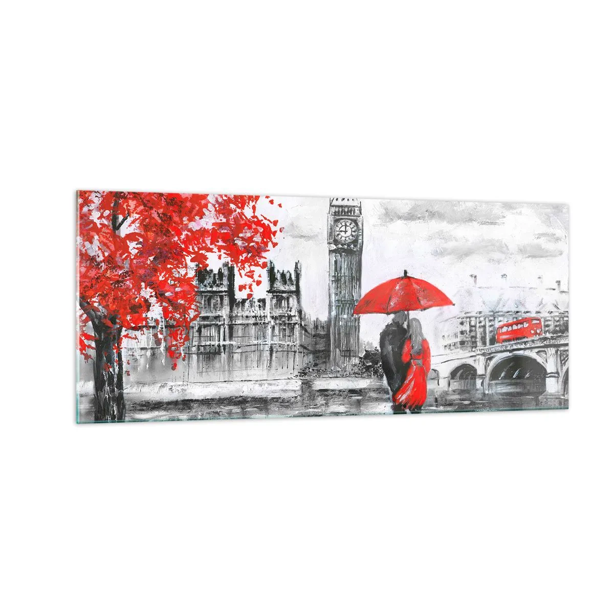 Obraz na skle - Zamilovaní do Londýna - 100x40 cm
