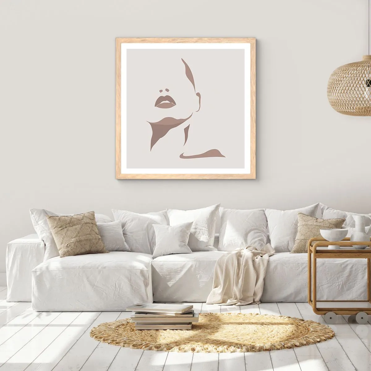 Plagát v ráme zo svetlého duba - Stvorená zo svetla a tieňa - 50x50 cm