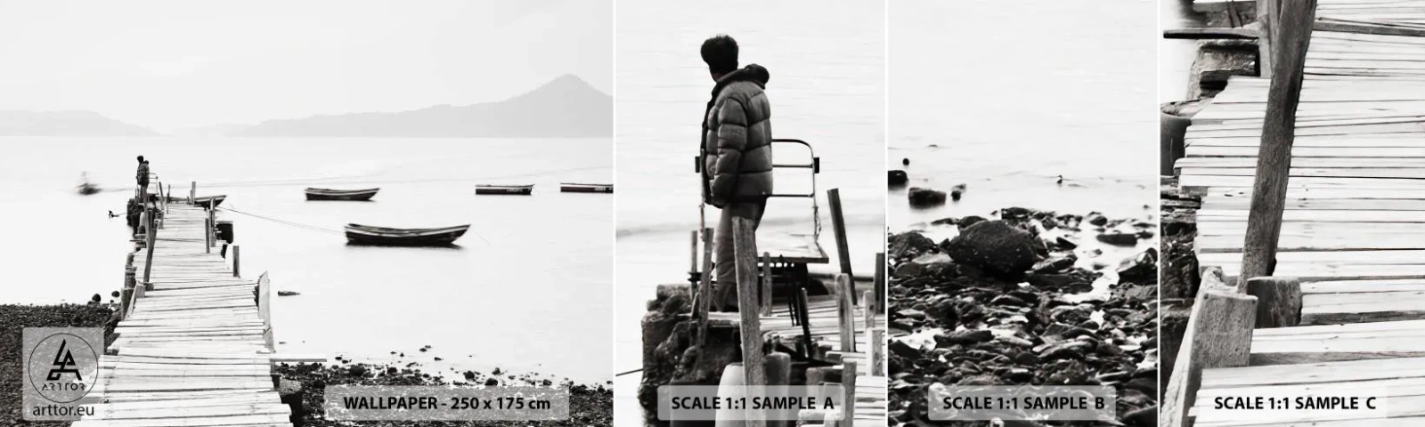 Vzorka samolepiacej fototapety Deluxe Sticker - Pri tichej a čistej vode - Krajina, Jazero, Łódź - 100x30 cm