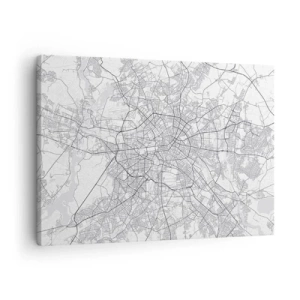 Obraz na plátne - Podrobná čiernobiela mapa mesta - 70x50cm - Kvet Berlína - Moderná nástenná dekorácia do obývacej izby a spálne ARTTOR