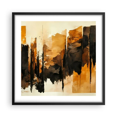 Plagát v čiernom ráme - Harmónia čiernej a zlatej - 50x50 cm