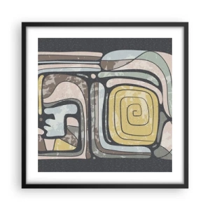 Plagát v čiernom ráme - Abstrakcia v predkolumbovskom duchu - 50x50 cm