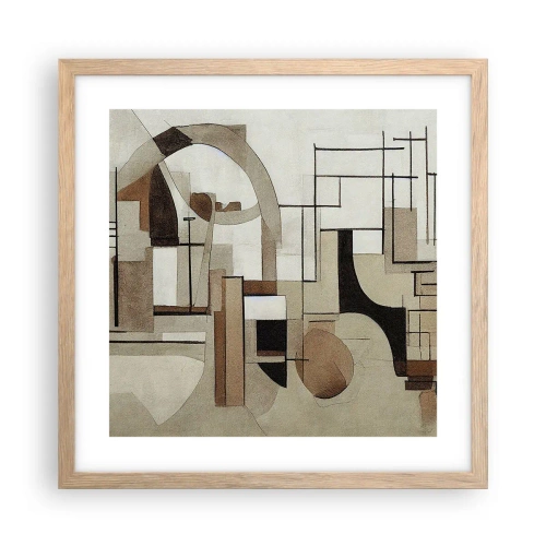 Plagát v ráme zo svetlého duba - Mestská krajina 2.0 - 40x40 cm