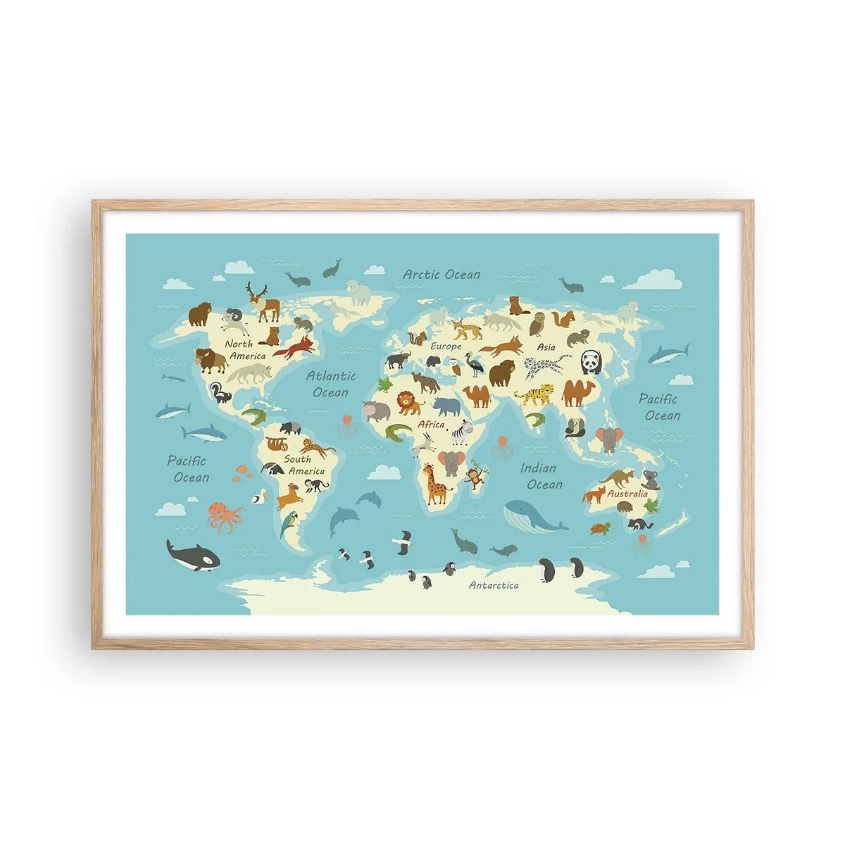 Plagát v ráme zo svetlého duba - Dobrí susedia - 91x61 cm