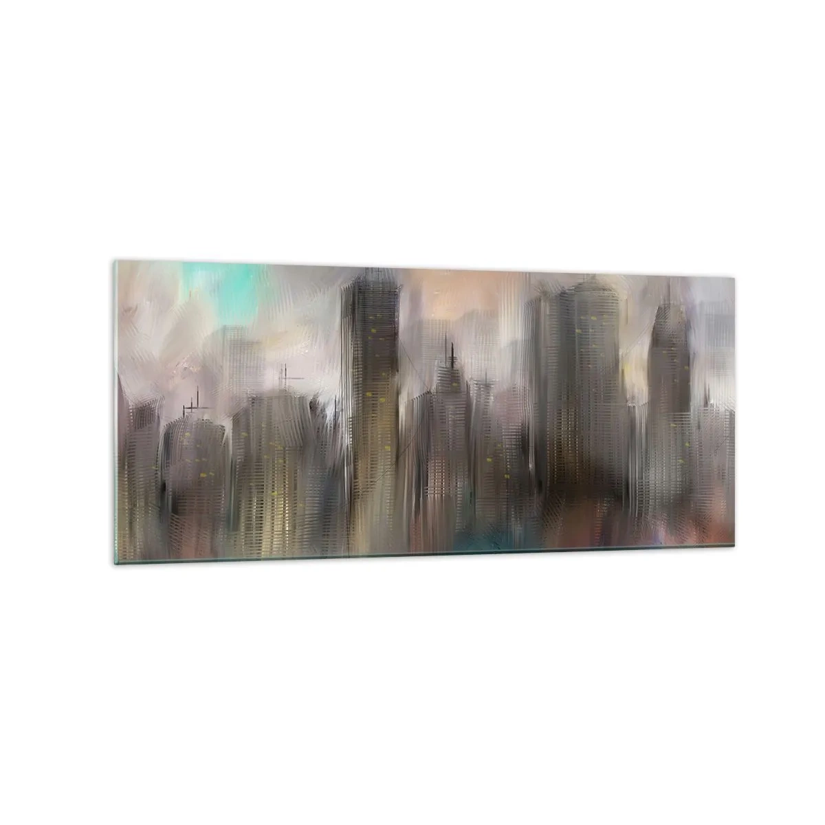 Obraz na skle - Kompozícia z ocele, kameňa a hmly - 120x50 cm