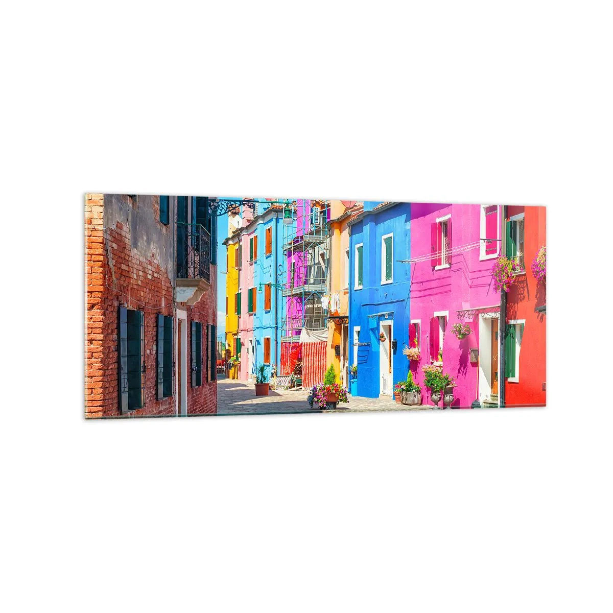 Obraz na skle - Mestečko „Pod papagájmi“ - 120x50 cm