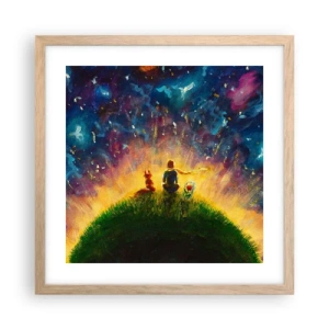 Plagát v ráme zo svetlého duba - Láska a priateľstvo - celý svet - 40x40 cm