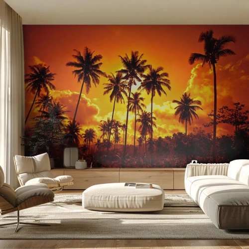 Fototapeta na mieru Premium Sand - Horia hory, horia lesy - palmy, trópy, slnko