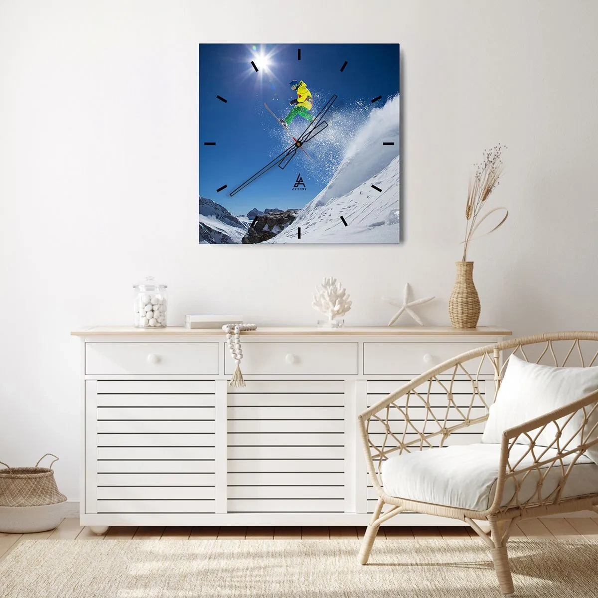 Nástenné hodiny - Tancujúci s horami - 40x40 cm