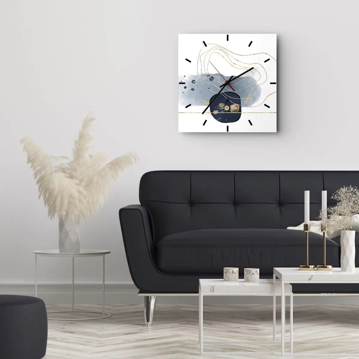 Nástenné hodiny - Modro-zlatá fantázia - 40x40 cm