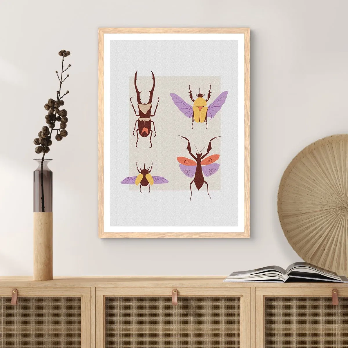 Plagát v ráme zo svetlého duba - Hmyzí svet - 61x91 cm