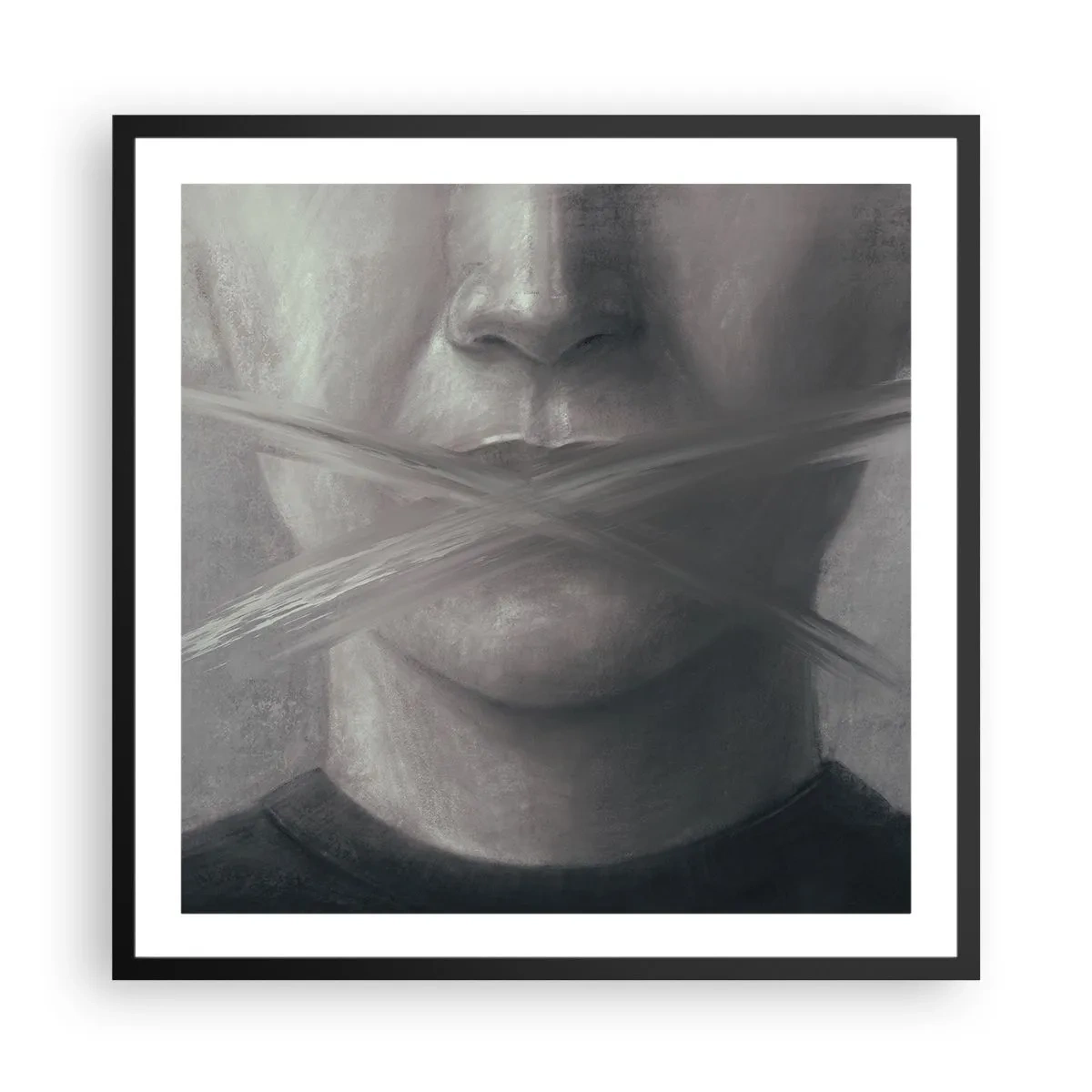 Plagát v čiernom ráme - Ani slovo - 60x60 cm