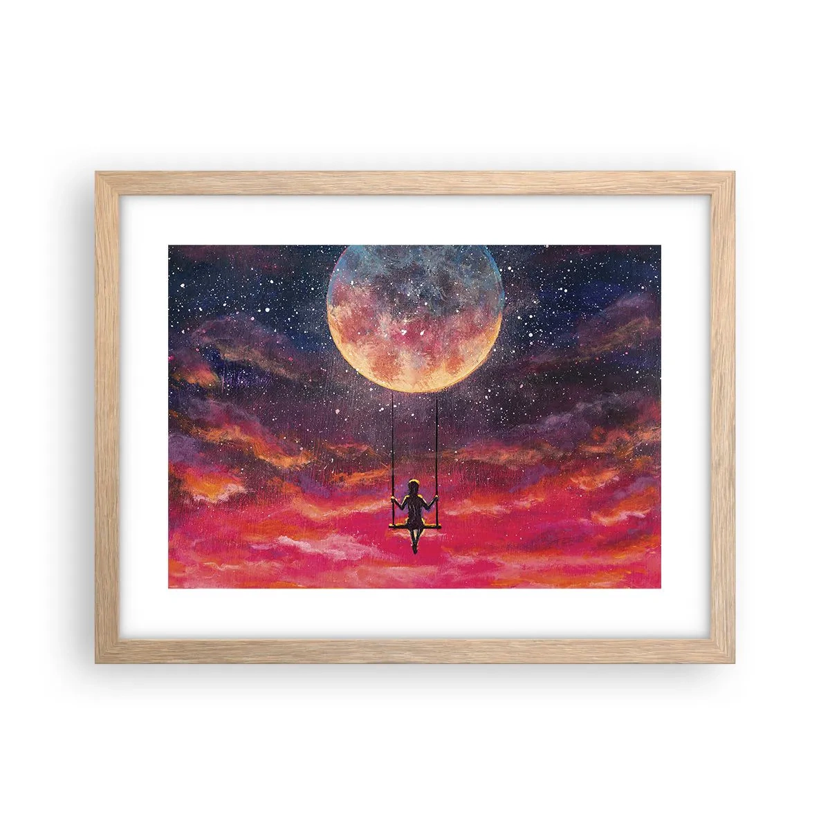 Plagát v ráme zo svetlého duba - Stavať si vzdušné zámky - 40x30 cm