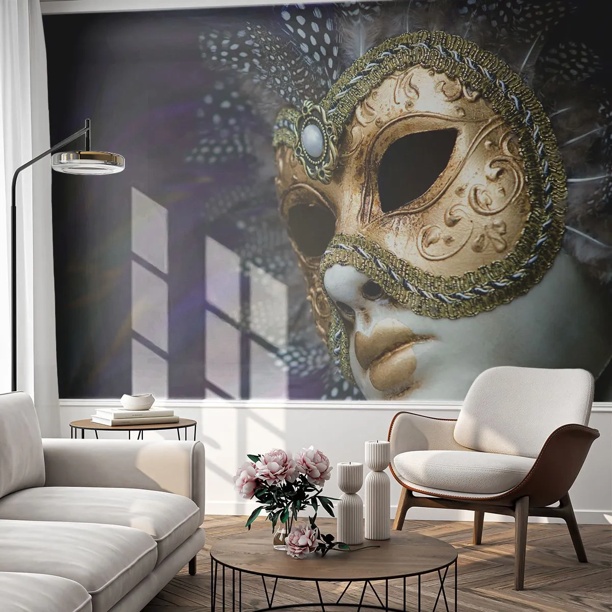 Fototapeta Premium Canvas - Benátsky portrét v zlate - Hood, Kus, Benátky - 250x175 cm