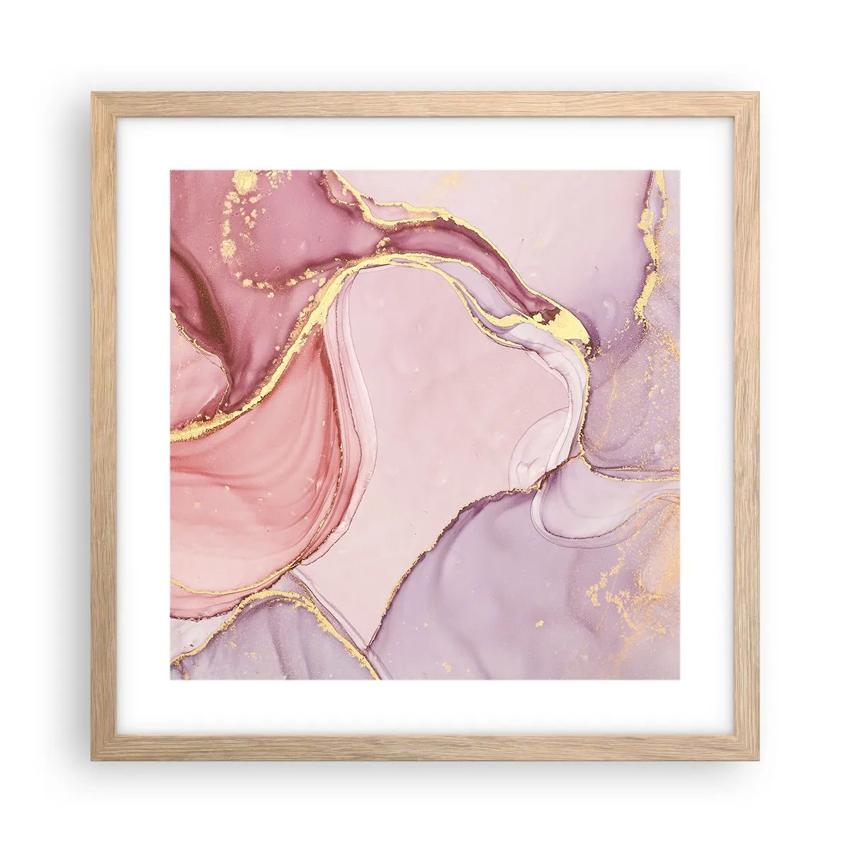 Plagát v ráme zo svetlého duba - Maznanie farieb - 40x40 cm