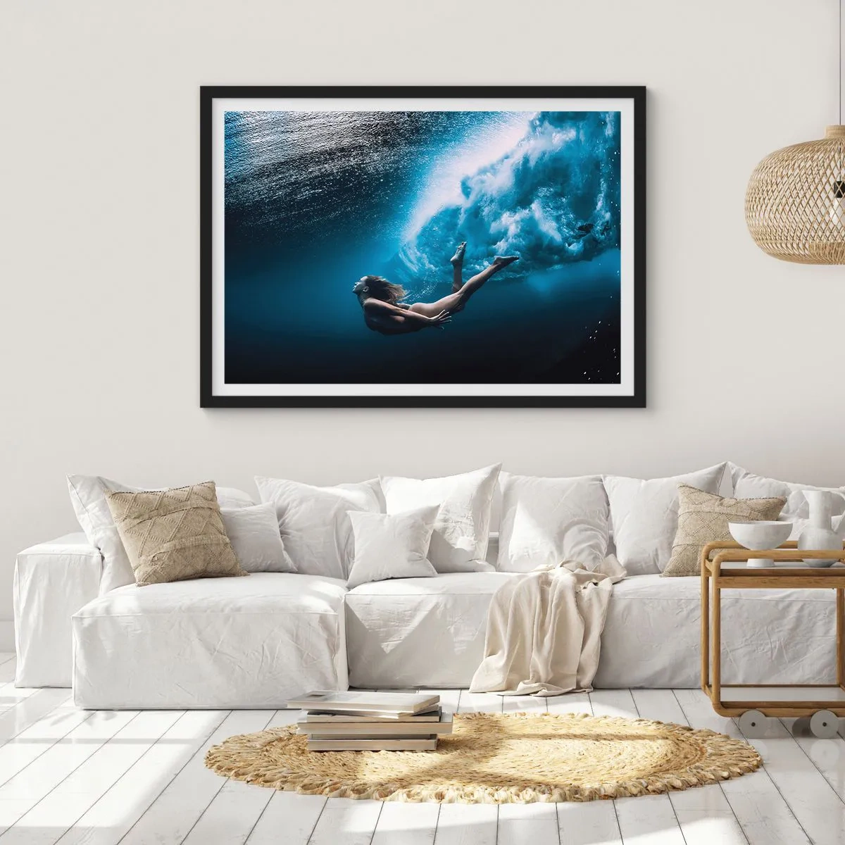 Plagát v čiernom ráme - Súčasná morská panna - 100x70 cm