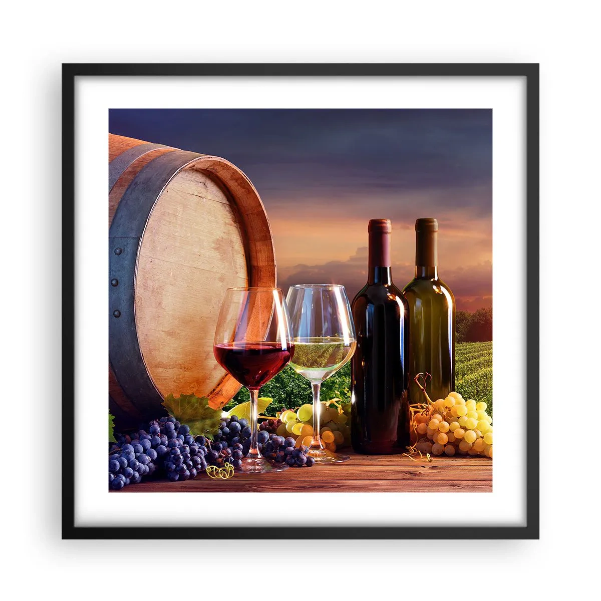 Plagát v čiernom ráme - Tu má život chuť - 50x50 cm