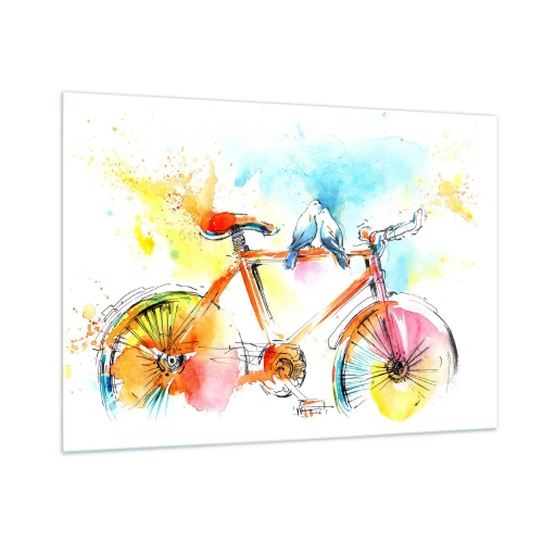 Obraz na skle - Spolu na bicykli - 100x70 cm