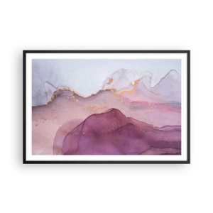 Plagát v čiernom ráme - Fialové a ľalové vlny - 91x61 cm