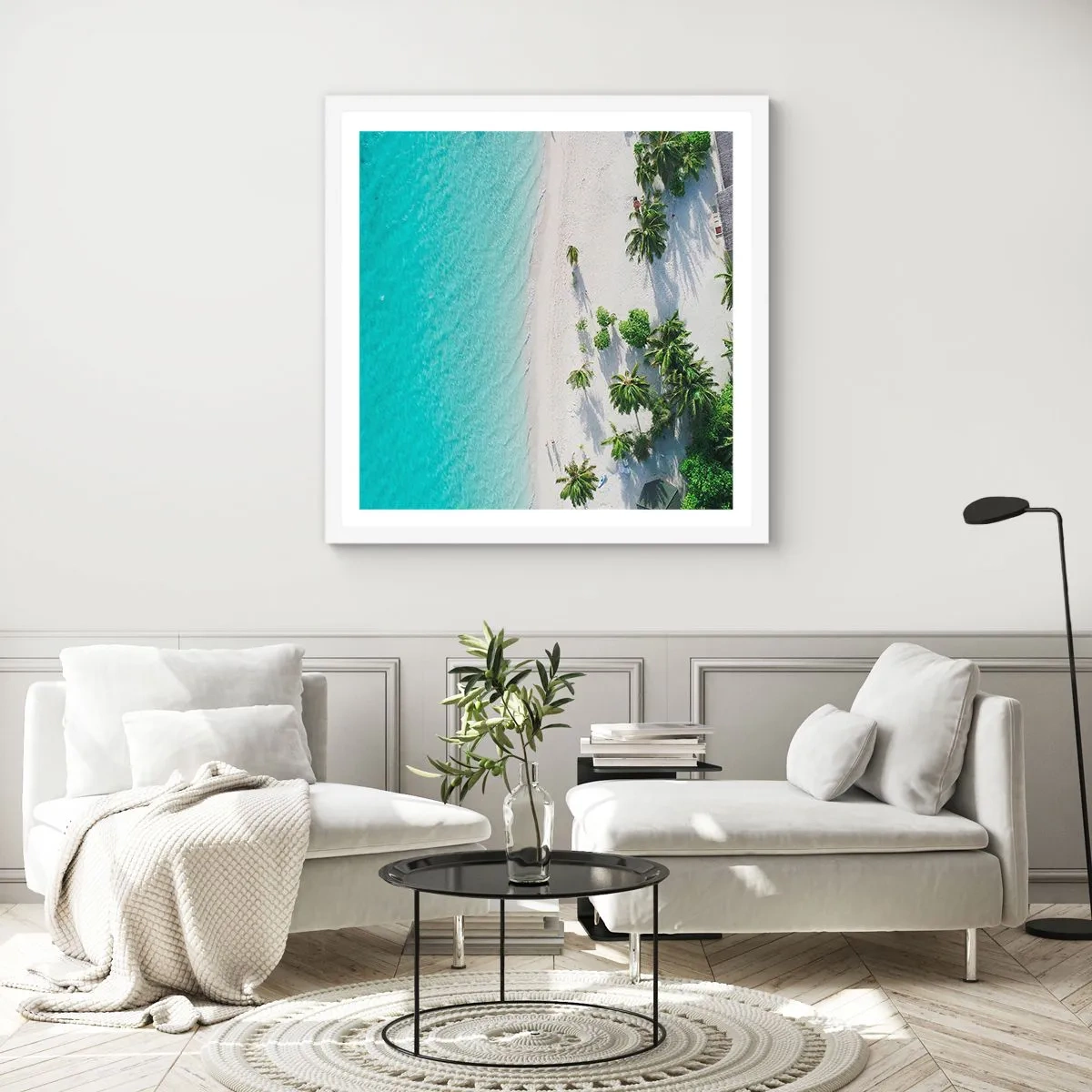 Plagát v bielom ráme - Dovolenka v raji - 60x60 cm