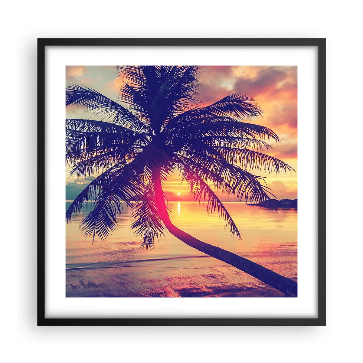 Plagát v čiernom ráme - Večer pod palmami - 50x50 cm