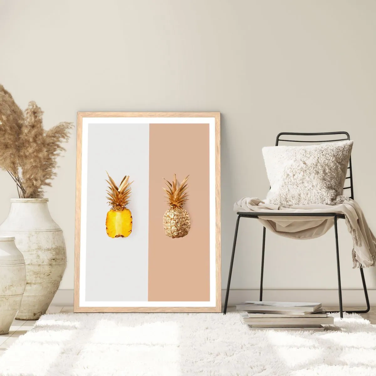 Plagát v ráme zo svetlého duba - Ananás pre nás - 61x91 cm