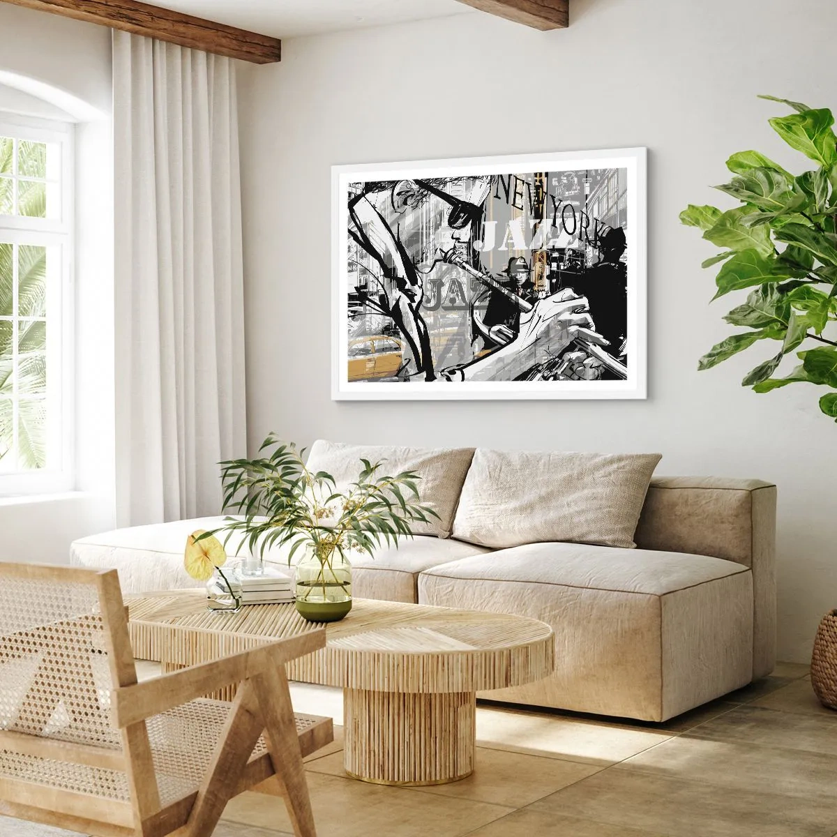 Plagát v bielom ráme - V rytme New Yorku - 70x50 cm