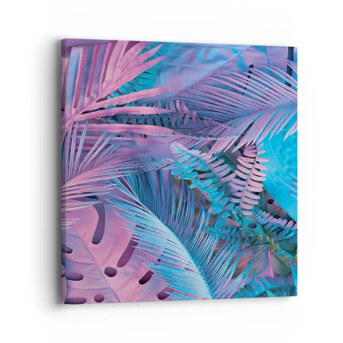 Obraz na plátne - Tropy v ružovej a modrej - 40x40 cm