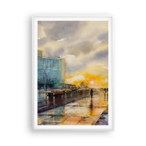Plagát v bielom ráme - Život na pobreží - 70x100 cm