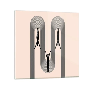 Obraz na skle - Hore nohami - 50x50 cm