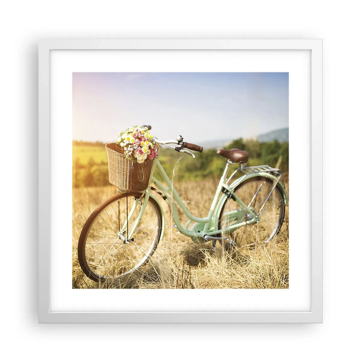 Plagát v bielom ráme - Chvíľu tu zostanem - 40x40 cm