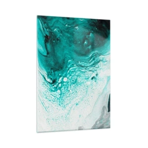 Obraz na skle - Prepadnúť sa v bielej a tyrkysovej - 50x70 cm