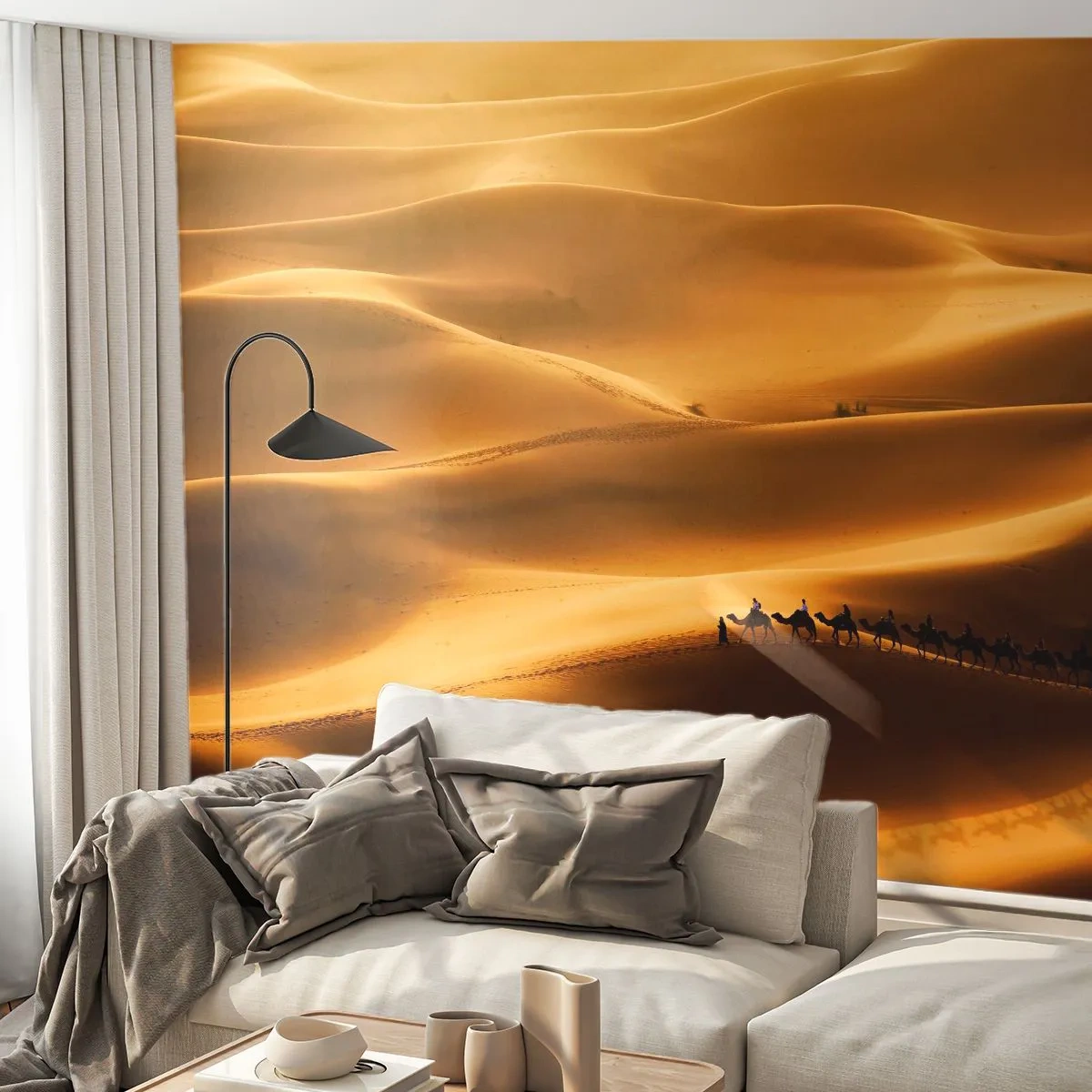 Fototapeta Premium Sand - Karavána na vlnách púšte - Krajina, Afriky, Púšť - 100x70 cm