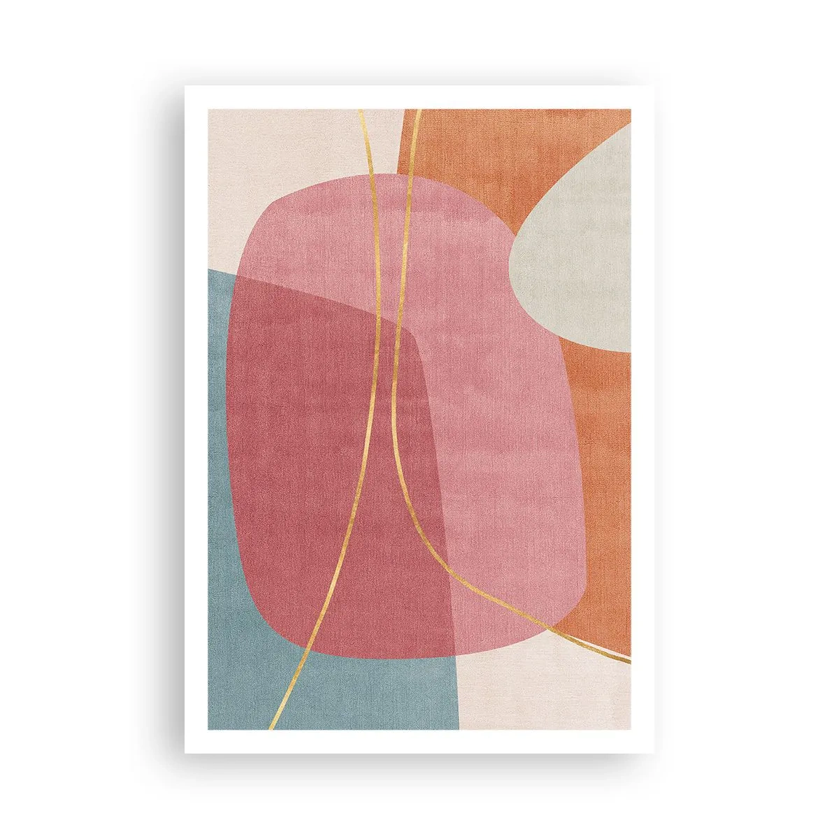 Plagát - Pastelová kompozícia so zlatou niťou - 70x100 cm