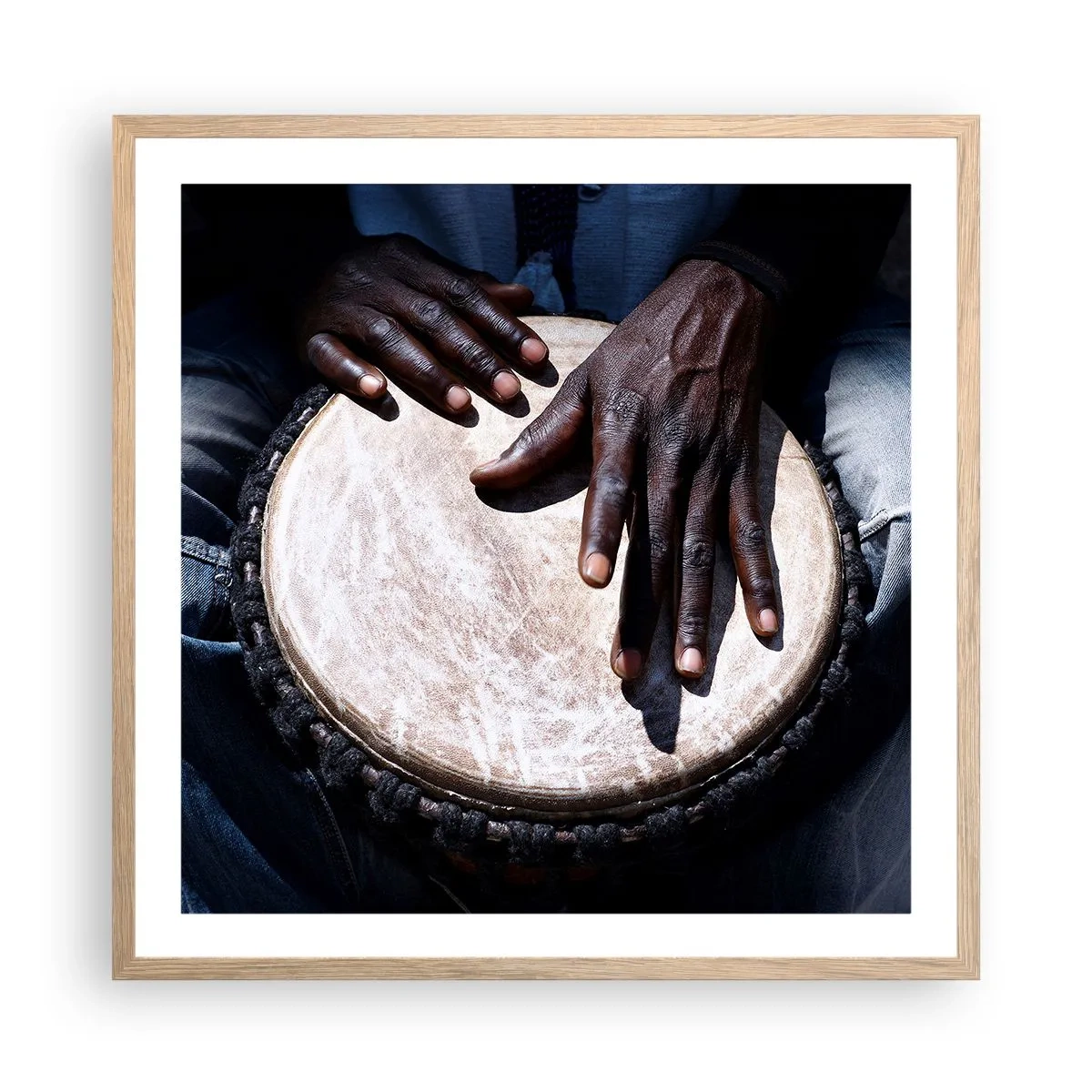 Plagát v ráme zo svetlého duba - Žite vo svojom rytme - 60x60 cm