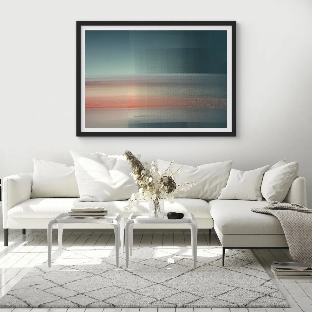 Plagát v čiernom ráme - Abstrakcia: vlny svetla - 70x50 cm