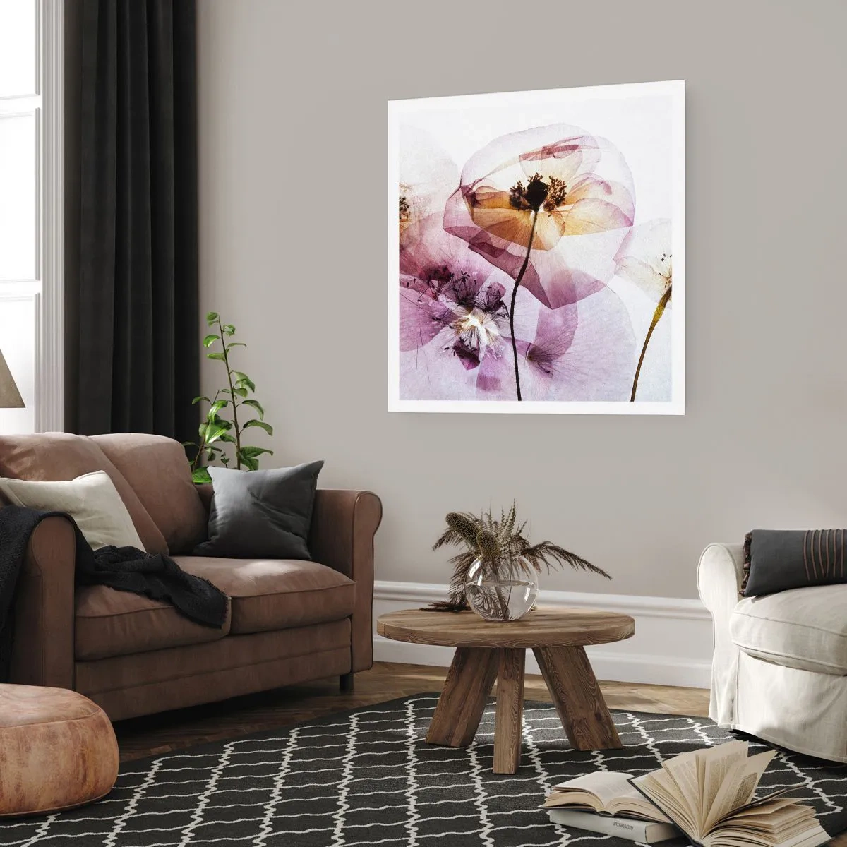 Plagát - Priehľadné telá kvetín - 60x60 cm